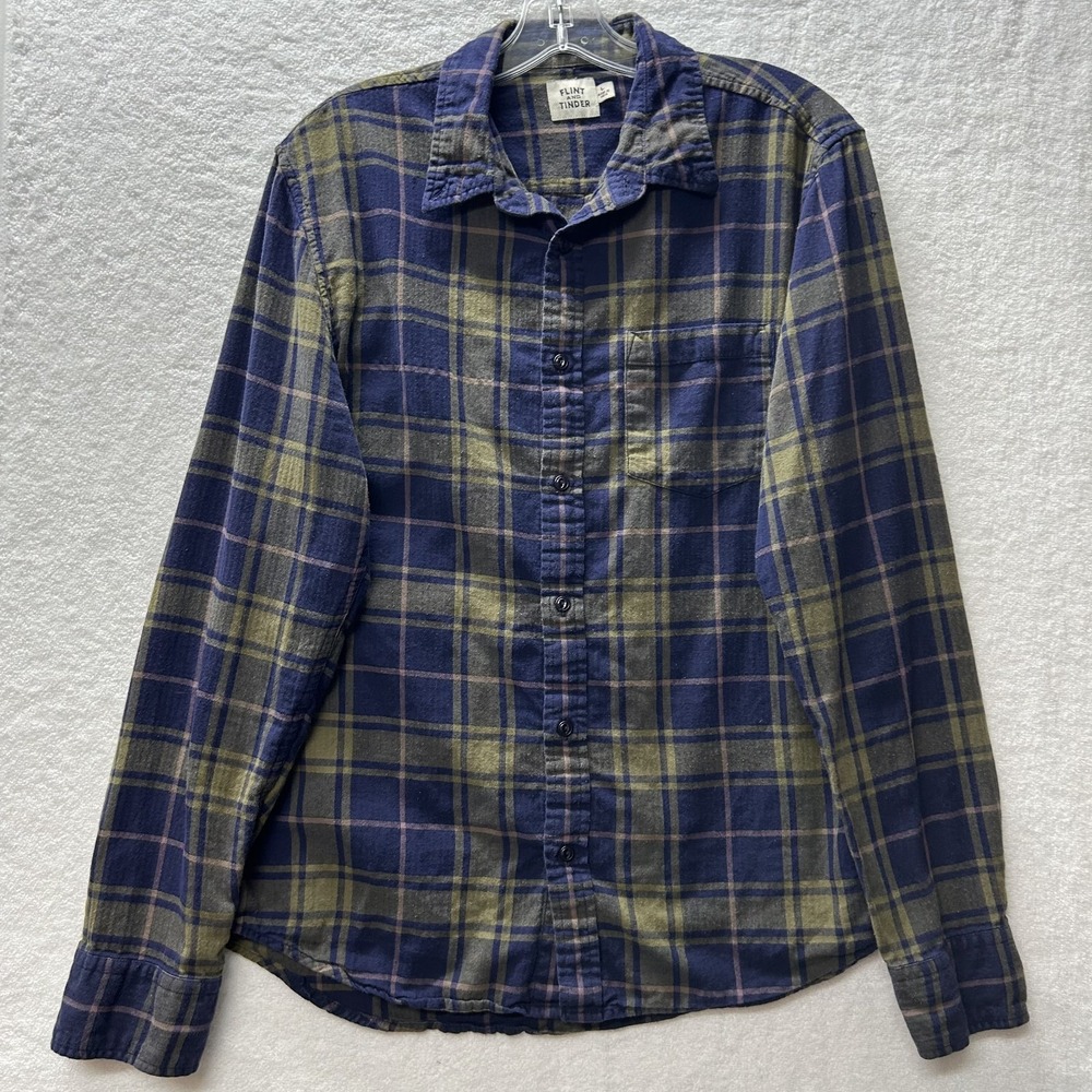 Flint & Tinder Mens Size L Button Up Stretch Knit Flannel Long Sleeve Shirt